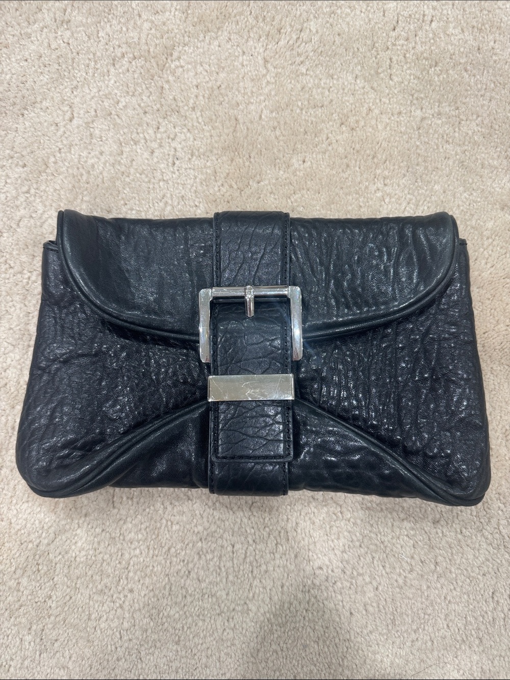 Michael Kors Black Leather Buckle Wristlet Clutch
